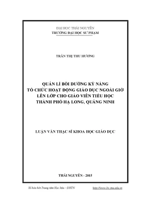 Quản Lý Bồi Dưỡng Kỹ Năng Tổ Chức Hoạt Động Giáo Dục