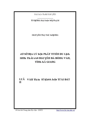 Nghiên cứu Địa lý và Phát triển Du lịch tại Thái Nguyên