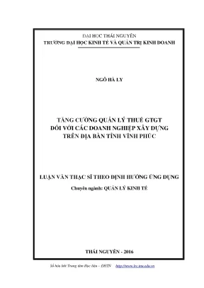Tăng Cường Quản Lý Thuế GTGT Cho Doanh Nghiệp Xây Dựng