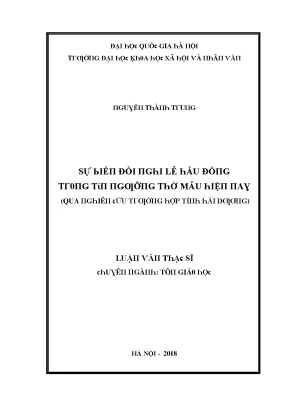 Sự Biến Đổi Nghi Lễ Hầu Đồng Ở Hải Dương