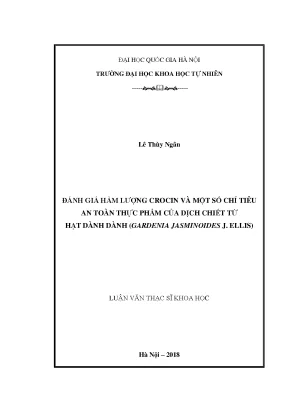 Đánh Giá Hàm Lượng Crocin và An Toàn Thực Phẩm Từ Dịch