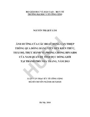 Nghiên Cứu Ảnh Hưởng Của Can Thiệp Đồng Đẳng Viên Đến