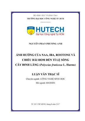 Nghiên Cứu Ảnh Hưởng Của NAA, IBA, Rootone Đến Tỉ Lệ