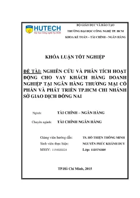 Nghiên Cứu Hoạt Động Cho Vay Doanh Nghiệp Tại HDBank