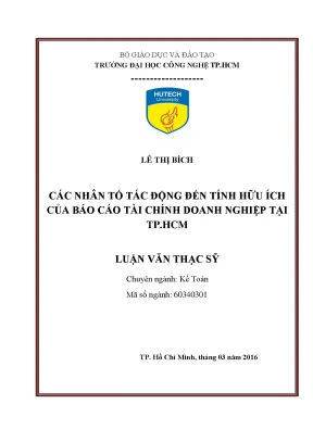 Các Nhân Tố Tác Động Đến Tính Hữu Ích Của Báo Cáo Tài