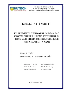 Khóa Luận Tốt Nghiệp Về Kiểm Toán Tiền Tại Công Ty TNHH