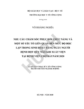 Nhu Cầu Chăm Sóc Phục Hồi Chức Năng Cho Người Bệnh Đột