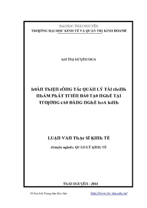 Cải thiện quản lý tài chính để phát triển đào tạo nghề