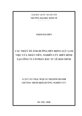 Các Nhân Tố Ảnh Hưởng Đến Động Lực Làm Việc Của Nhân