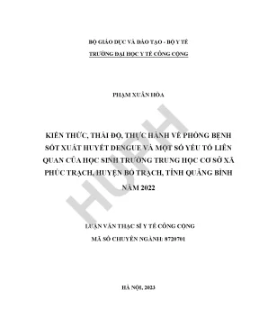 Nâng Cao Kiến Thức và Thực Hành Phòng Bệnh Sốt Xuất