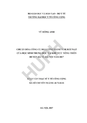 Nghiên Cứu Hành Vi Bắt Nạt Học Sinh Trung Học Tại Khu