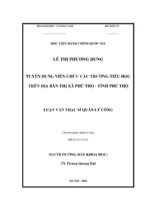 Tuyển Dụng Viên Chức Trường Tiểu Học Tại Thị Xã Phú Thọ: