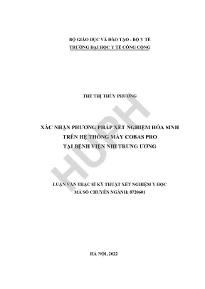 Xác Nhận Phương Pháp Xét Nghiệm Hóa Sinh Trên Hệ Thống