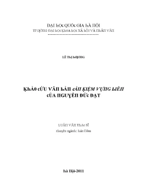 Nghiên Cứu Về Đề Tài Luận Văn Tại Đại Học Quốc Gia Hà Nội