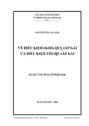 Điều Kiện Tối Ưu Trong Nghiên Cứu Tại Đại Học Thái Nguyên