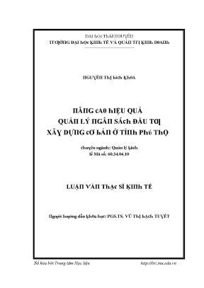 Quản lý hiệu quả đầu tư tại Đại học Thái Nguyên