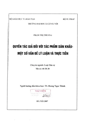Quyền Tác Giả Đối Với Tác Phẩm Sân Khấu: Lý Luận và Thực
