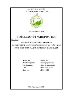 Đánh Giá Hiệu Quả Hoạt Động Ngân Hàng Nông Nghiệp Tại