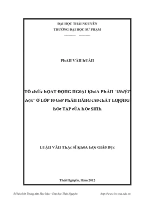 Phương Pháp Dạy Học Vật Lý Ở Lớp 10 Tại Trường Đại Học