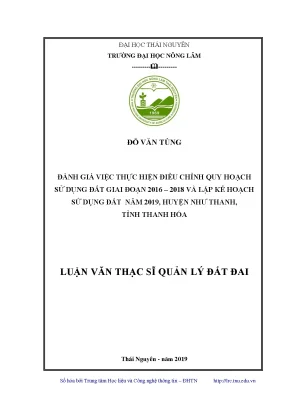 Đánh Giá Quy Hoạch Sử Dụng Đất Huyện Như Thanh Giai Đoạn