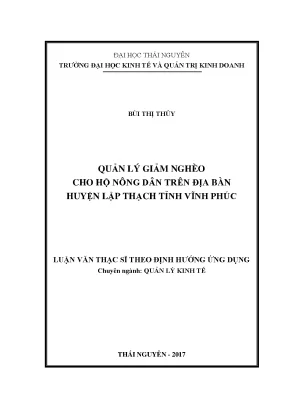 Quản Lý Giảm Nghèo Cho Hộ Nông Dân Tại Huyện Lập Thạch,