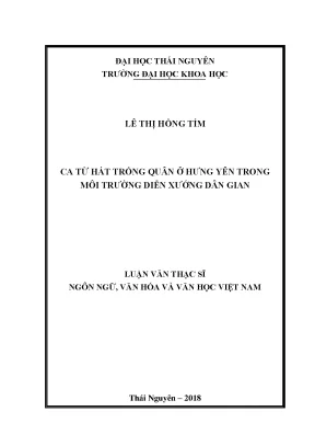 Nghiên Cứu Ca Từ Hát Trống Quân Ở Hưng Yên Trong Diễn 