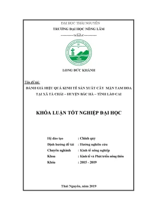 Đánh Giá Hiệu Quả Kinh Tế Sản Xuất Cây Mận Tam Hoa Tại
