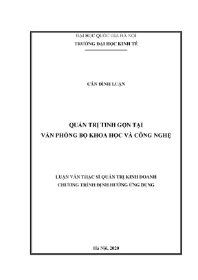 Quản Trị Tinh Gọn Tại Văn Phòng Bộ Khoa Học Và Công Nghệ