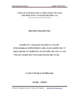 Nghiên cứu sinh học của Nguyễn Thị Hoài Thu tại Hà Nội