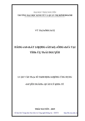 Nâng cao chất lượng cán bộ công chức tại Thái Nguyên