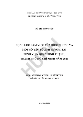 Động Lực Làm Việc Của Điều Dưỡng Tại Bệnh Viện Quận Bình