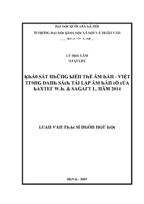 Khảo Sát Âm Hán: Nghiên Cứu Tái Lập Âm Hán Từ Tài Liệu
