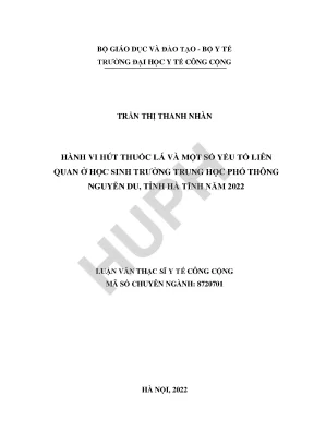 Nghiên Cứu Hành Vi Hút Thuốc Lá Ở Học Sinh Trung Học Phổ
