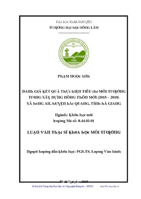 Kết quả nghiên cứu môi trường tại Đại học Thái Nguyên