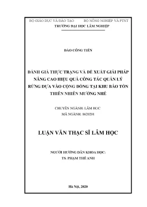Nâng Cao Hiệu Quả Quản Lý Rừng Dựa Vào Cộng Đồng Tại Khu