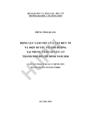 Động Lực Làm Việc Của Cán Bộ Y Tế Tại Trung Tâm Cấp Cứu