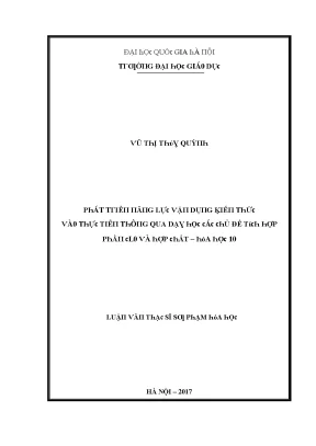 Nghiên Cứu Phát Triển Lượng Dụng Kiến Thức Qua Dạy Học 