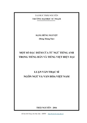 Đặc Điểm Từ Ngữ Tiếng Anh Trong Tiếng Hán Và Tiếng Việt