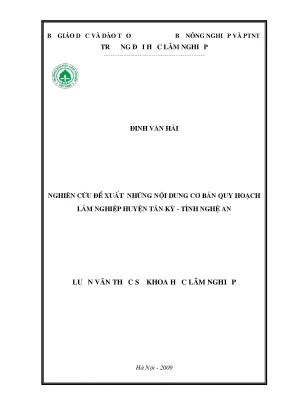 Quy Hoạch Lâm Nghiệp Bền Vững Tại Huyện Tân Kỳ, Tỉnh Nghệ An