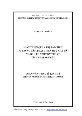 Hoàn thiện quản trị tài chính tại Trung tâm phát triển