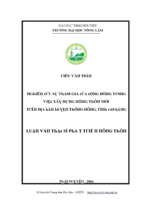 Nghiên cứu sự tham gia của người dân vào dự án phát 