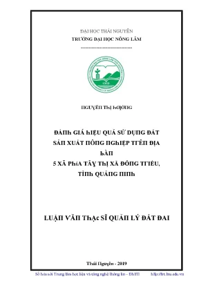Hiệu Quả Sử Dụng Đất Tại 5 Xã Phía Tây Thị Xã Đô Lương