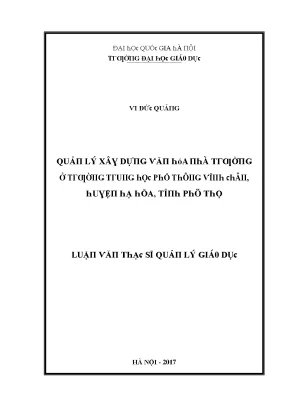 Quản lý văn hóa nhà trường tại Trường THPT Vĩnh Chân,