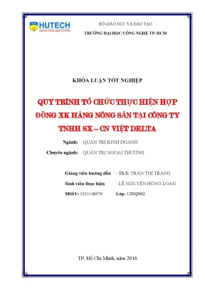 Quy Trình Xuất Khẩu Hàng Nông Sản Tại Công Ty TNHH SX –