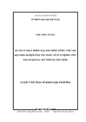 Quản lý dạy học tiếng Việt cho học sinh dân tộc thiểu số