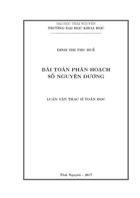Nghiên Cứu Bài Toán Phân Hoạch Số Nguyên Dương
