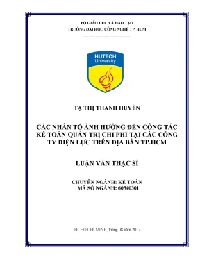 Những Nhân Tố Ảnh Hưởng Đến Kế Toán Quản Trị Chi Phí Tại