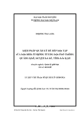 Biện Pháp Quản Lý Nề Nếp Học Tập Tại Trường THPT Quảng Khê