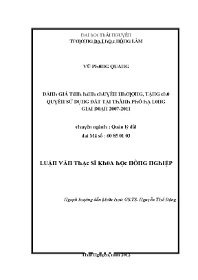 Quản lý đất đai tại Thành phố Hà Long giai đoạn 2007-2011