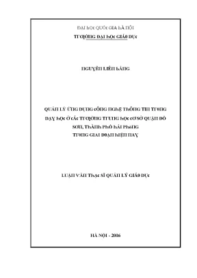 Quản lý ứng dụng công nghệ thông tin trong dạy học tại 